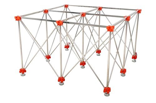 Ausziehbarer Arbeitstisch, zusammenklappbar, 120 x 120 cm, mit Rollen, hohe Belastbarkeit 700 kg, einfacher Transport und schnelle Montage