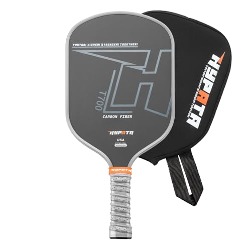 HYPATA Pickleball Paddles, Premium Carbon Fiber Paddle, Professional & Lightweight Pickleball Racket | Unmatched Power and Larger Sweet Spot | Includes Paddle Cover | Gray