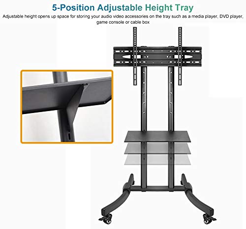 Soporte móvil para TV con bandeja y ruedas para 32 a 75 pulgadas miniatura 3