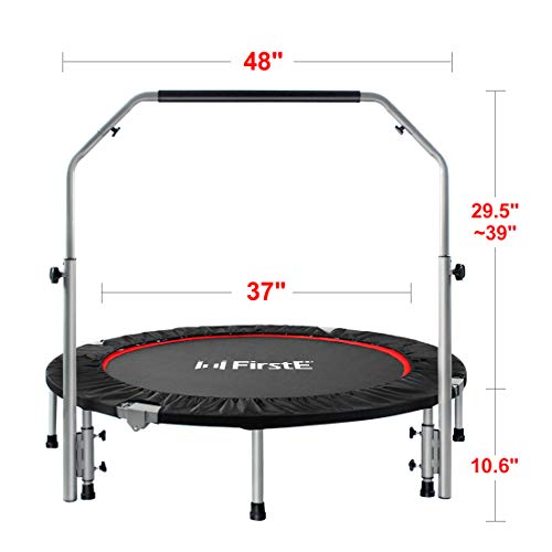 FirstE 48" Foldable Fitness Trampolines with 4 Level Adjustable Heights Foam Handrail,Jump Trampoline for Kids and Adults Indoor&Outdoor, Max Load 440lbs - Image 5