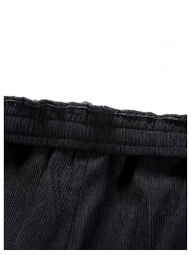 SOLY HUX Men's 2 Piece Corduroy Pants Drawstring Elastic Waist Straight Leg Baggy Pants with Pockets3