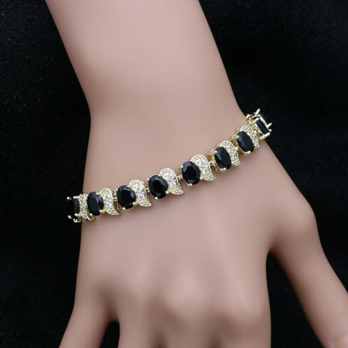 Image of LMXXVJ Fashion Tennis Bracelet Created Emerald White Gold Plated Charm Bracelet Gifts Jewelry for Women