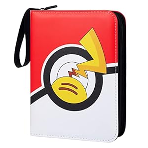 9 Pockets Trading Card Binder with Sleeves,900 Pockets Card Binder Holder Case,Trading Card Binder with Removable Sleeves and Zipper for Kids Organized (9 red white)…