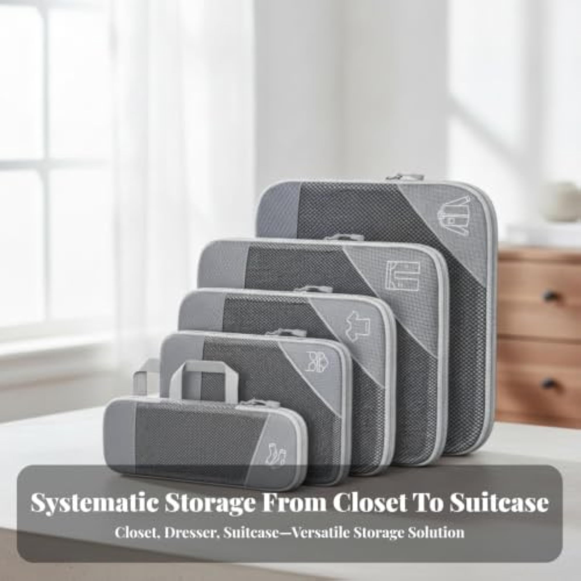 5 Pieces Mesh Travel Storage Bag Multi Functional Organizer
