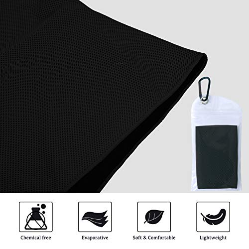 4 Packs Cooling Towel (40"X 12"), Ice Towel, Microfiber Towel, Soft Breathable Cool Towel Stay Cool For Golf,Yoga,Sport,Gym,Workout,Camping,Fitness,Running,Workout (Black) #TOP4