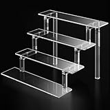 Kcrystenia Perfume Organizer Stand, 4 Tier Display Riser Shelf Compatible with Funko POPs Amiibo Nendoroids, Clear Acrylic Risers Display Stand, Lotion Holder Cupcake Shelf Shot Glass