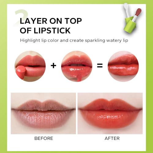 Plumping Lip Oil, Lip Gloss Crystal Jelly Lip Care Oil Moisturizing Lip Gloss Long Lasting Lip Balm, Liquid Lipsticks, Hydrating, Nourishing, High-Shine, Plumps, Smooth lightweight Texture (5#PASSION) - Image 6