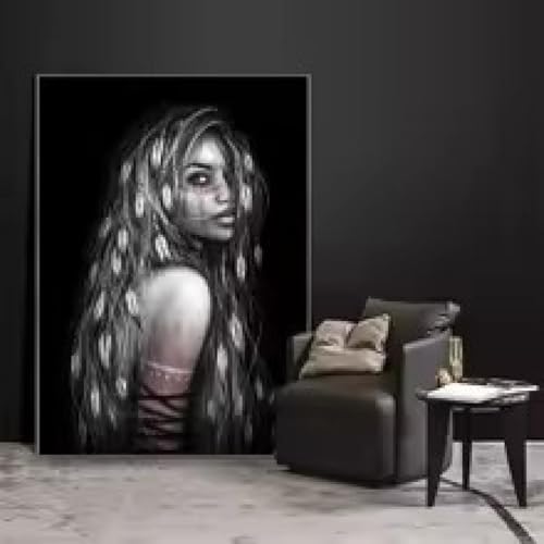 Toile decoration salon femme africaine pour habiller un grand mur vide tableau abstrait