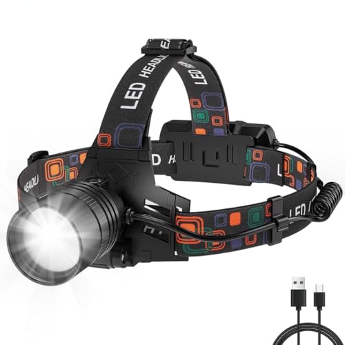 Lanterna de Cabeça LED Recarregável com Zoom AJustável