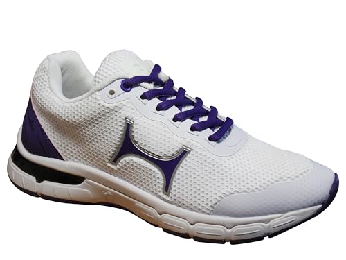 Henselite Ladies L500 Indoor and Outdoor Bowls Shoes (White and Purple, UK Footwear Size System, Adult, Women, Numeric, Medium, 7)