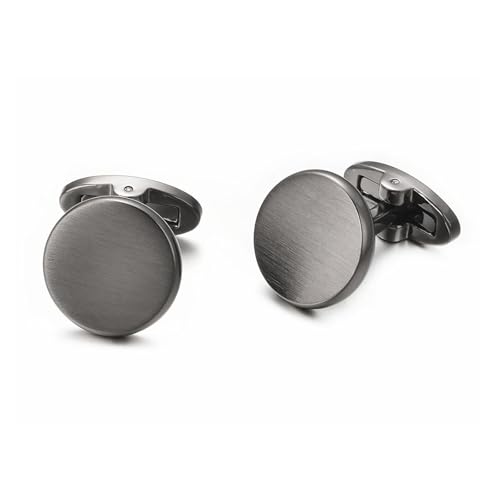 Mancuernillas plateadas cepilladas para hombre miniatura 4