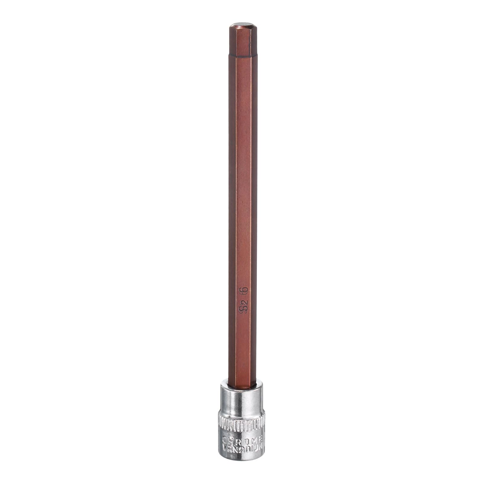 sourcing map 6mm Hex Bit Socket 1/4" Drive SAE S2 Steel Square Drive Socket Extension Impact Bit Socket Ratchet Wrench Accessories for Turns Power Drill Into Nut Driver
