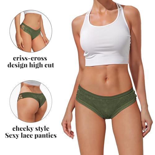 Svmer Women Lace Cheeky Low Rise Panties Comfy Bikini Criss Cross Underwear 4 Pack3