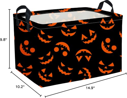 Image of Essme Rectangular Halloween Basket,Kids Baskets Empty with Handles for Kids Halloweens Room Decor,Boys and Girls,Candy Basket（Funny face）