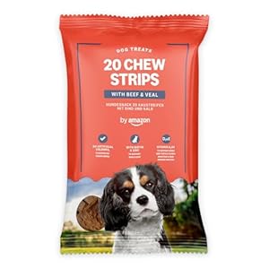by Amazon – Dog Treats – 20 Chew Strips with Beef & Veal, 200g