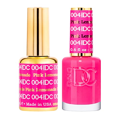 DND DC Gel Polish Set Pink Collection UV/LED GelPolish and Air Dry Nail Lacquer Matching Chip-Free Polish Duo 004 Pink Lemonade 0.5 Fl Oz Each