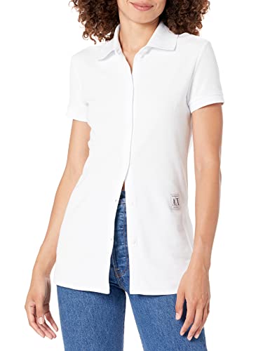 A|X ARMANI EXCHANGE Polo Pima à boutons pour femme, Blanc (Optic White), Taille S