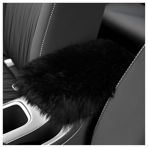 YGDMD Soft Car Center Console Cover,Fluffy Arm Rest Cover for Car with Elastic Straps to Relieve Fatigue,Cars Armrest Cushion Universal Cars Decorations for Vehicles SUVs Trucks (Black)