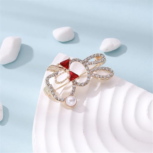 Image of Cute Rabbit Brooch Pin for Women Fashion Crystal Bunny Lapel Pin Easter Holiday Party Accessories