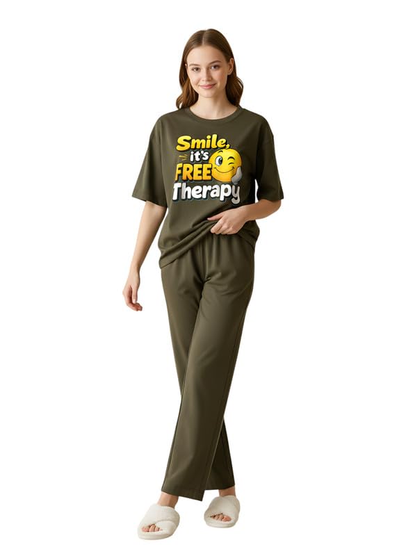 Image of My Swag Women Night Suit Cotton | Stylish Printed T-Shirt Pajama Set | Comfortable Sleepwear, Lounge Wear & Daily Home Wear | Plus Size