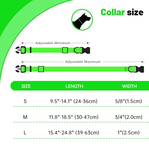 Image of Waterproof Dog Collar, Easy to Clean Rubber Dog Collars with Quick Release Buckle Fits Small Medium or Large Dogs (Green, M (11.8-18.5 inch))