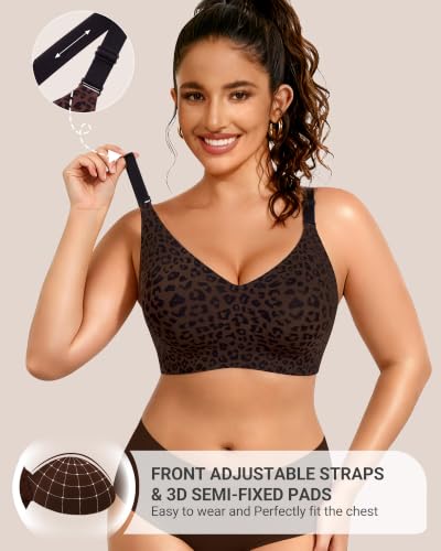 Image of HORISUN No Underwire Seamless Full Coverage Bras for Women Regular & Plus | V Neck,Push Up Support Lift,Wireless,Front-adjustable Straps,Comfortable Bralettes,Back Smoothing,Everyday T-shirt Bra