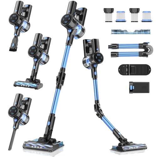 La Mejor Lista de Aspiradora Inalambrica los más recomendados. 49 Chugod Aspiradora Inalámbrica, Aspiradora y Trapeador, 6 en 1 Aspiradora de Mano con LED y 4 Filtros, Potente Succión, Motor Sin Escobillas, para Suelos Duros, Alfombras y Pelos...