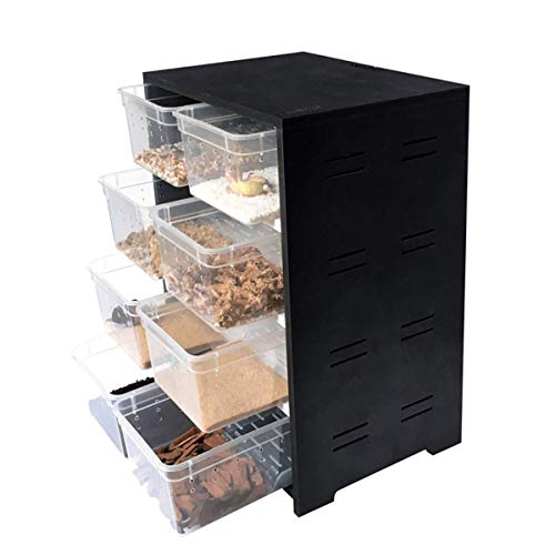 Karubi 爬虫類・両生類用飼育ケース 爬虫類飼育ボックス ペットインキュベーター PVC爬虫類ボックス 爬虫類餌箱 温度計/湿度計/8個飼育ケース付き 温度制御可能 ハムスター/亀/トカゲ/蛇/蛙/昆虫/魚など適用 (ドア付かない、加熱パット付かない)