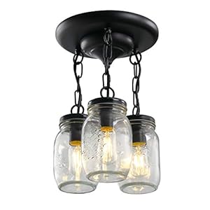 Mason Jar Light Fixtures 3-Light Flush Mount Light Fixture Farmhouse Flush Ceiling Light Mason Jar Black Country Lights for Kitchen Dining Room Hallway Entryway Mason Jar Light Fixtures 3 Light Flush Mount Light Fixture Farmhouse Flush Ceiling Light Mason Jar Black Country Lights for Kitchen Dining Room Hallway Entryway