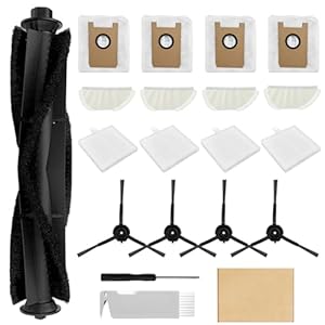 18PCS Ersatzteile Zubehör für Roboter T20, T20 Roboter Staubsauger Ersatz 1 Hauptbürste, 4 Seitenbürsten, 4 HEPA-Filter, 4 Wischtücher 4 Staubbeutel 1 Reinigungsbürste
