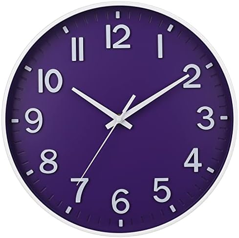 Amazon.com: Tiawutal Battery Operated Wall Clocks 12 Inch,Purple ...