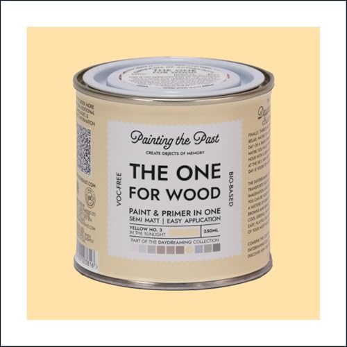 The One for Wood Paint & Primer 250ml Yellow No. 3 In the Sunlight | Semi Matt Finish, Bio-Based & VOC-Free Formula for Wooden Furniture & Surfaces | Durable & Easy Indoor Home Decorating