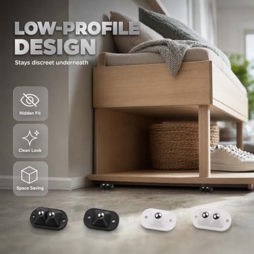 Image of Self Adhesive Mini Caster Wheels, Peel And Stick Small Rolling Wheels, Compact Swivel Casters for Storage Bins, Cabinets, Drawers, Organizers and Household Containers (White Single Ball- 4PCS)
