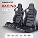 Universal Racing Seats for Cars, 1 Pair Race Car Seats with Dual Lock Sliders, Black PVC Leather, 165° Adjustment, 21.6