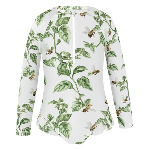 Sweet Basil White Girls Long Sleeve 1 Piecing Rash Guard Swimsuits Sun Protection Surfing Swimsuits2