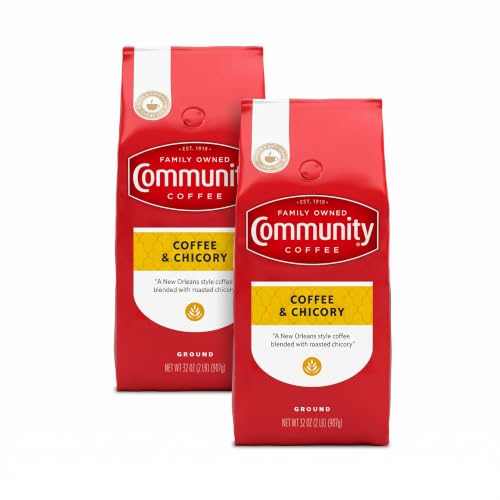 Community Coffee &amp; Chicory Blend 32 Ounces, Medium Dark Roast Ground Coffee, 32 Ounce Bag (Pack of 2)