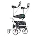 Beyour Walker Upright Walker,Stand Up Folding Rollator Walker Rolling Mobility Walking Aid with Backrest for Seniors and Adults,White