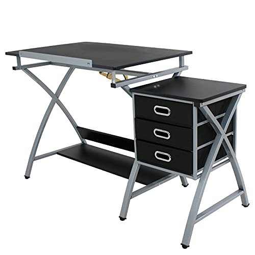Zeny Drafting Table And Stool Set Tabletop Tilted Drawing Table Drafting Desk W/Drawers Artists Workstation, Art Craft Supplies #TOP5