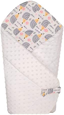 BlueberryShop Reversible Dot Popcorn Minky Fleece Cotton Swaddle Wrap, Blanket, Sleeping Bag for Newborn (0-3m) (75 x 80 cm) (Blue/Blue Stars)