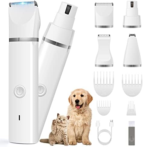 Veeconn Dog Clippers Grooming Kit Dog Hair Clipper-Low Noise Dog Paw Trimmer- Rechargeable Pet Cat Grooming Kit-Cordless Quiet Pet Nail Grinder Dog Shaver Trimmer for Dogs, Cats and Other Pets