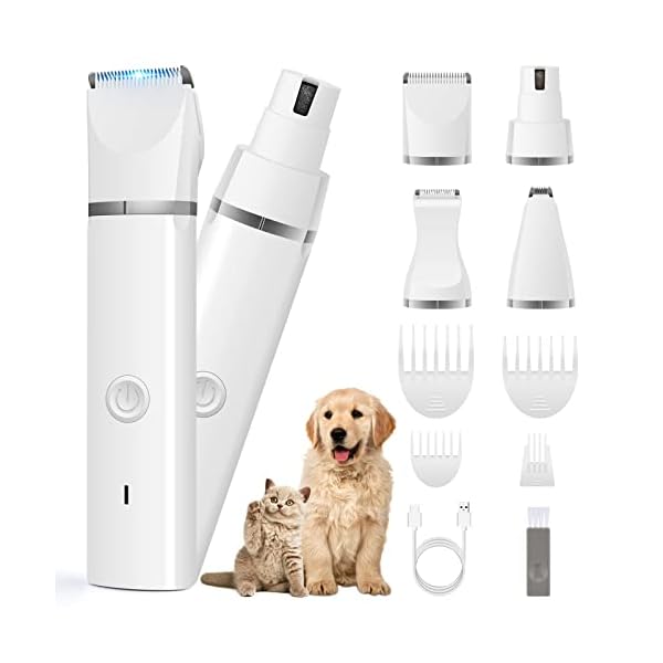 Veeconn Dog Clipper Dog Grooming Kit with 4 Cutter Head and 4 Guide Combs, Dog Nail Grinder Dog Nail Trimmers, Electric Quiet, USB Rechargeable, Trimming Dog’s Hair Around Paws, Eyes, Ears, Face, Rump Veeconn Dog Clipper Dog Grooming Kit with 4 Cutter Head and 4 Guide Combs, Dog Nail Grinder Dog Nail Trimmers, Electric Quiet, USB Rechargeable, Trimming Dog’s Hair Around Paws, Eyes, Ears, Face, Rump