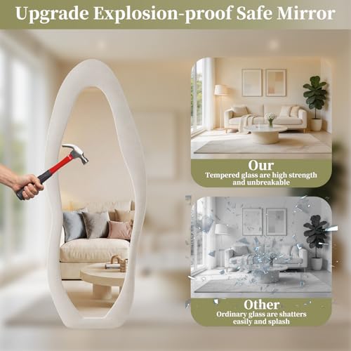 Image of Koonmi Full Length Mirror 71 inchx30 inch, Irregular Flannel Floor Mirrors