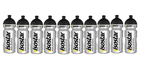 Isostar Sport water bottle 500-650 ml - BPA-free - Water bottle for running, cycling, gym, hiking - Practical and leak-proof push & pull closure, (10x500 ml)