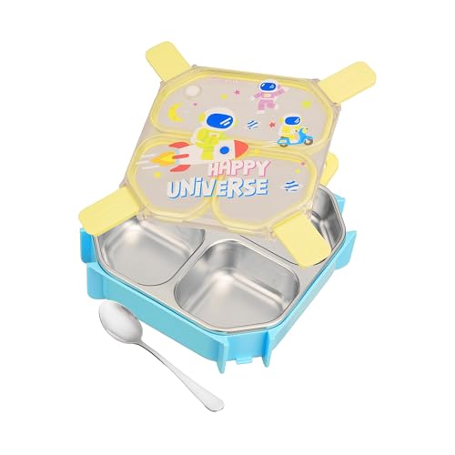 Image of Trueware Astro 304 Stainless Steel PU Insulated Lunch Box with Three Compartment BPA Free, Food Grade Ideal for School, Picnic, Office & Outdoor - 640ml
