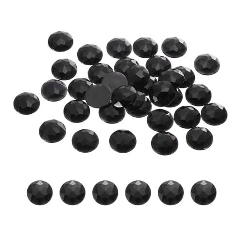 Image of MECCANIXITY Flat Back Round Acrylic Rhinestones,12mm Black Flatback Crystal Rhinestones for Crafts Clothes Shoes DIY Decoration Gifts 50Pcs