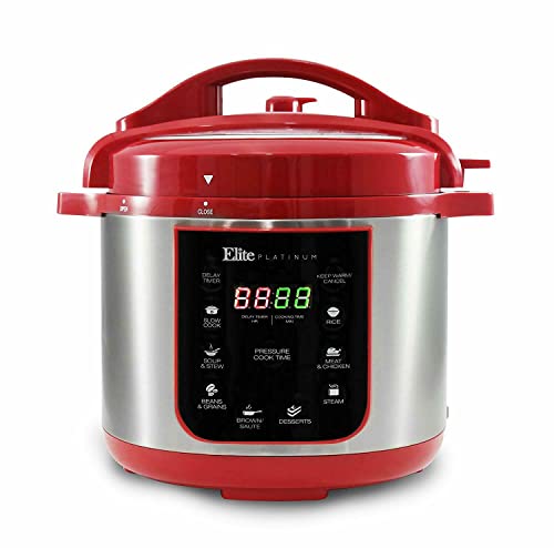 Elite Platinum EPC-414 Maxi-Matic 4 Quart Electric Pressure Cooker, Black / RED(Stainless Steel)