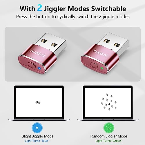 AUEDROT Mouse Jiggler Undetectable Jiggers USB Mover with Switch Button,Automatic Wiggler 2 Jiggle Modes,Mouse Device,Plug & Play,Keep Computer/Laptop Awake,Rose Gold,1 PCS