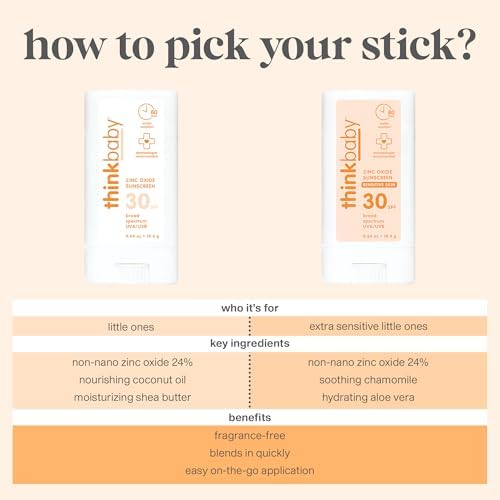 Thinkbaby Baby Sunscreen Stick for Sensitive Skin SPF 30, 0.64oz, Vegan - 2