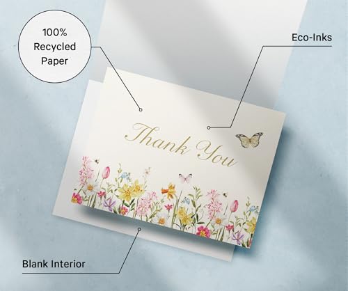 Image of Twigs Paper Spring Florals Thank You Cards, 12 Blank Note Cards