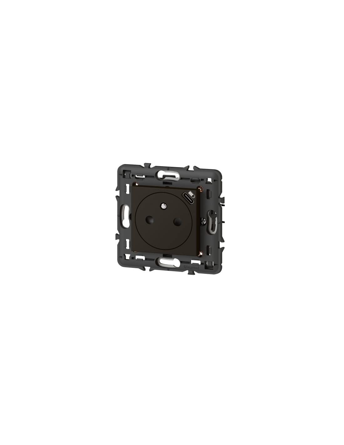 Legrand 079161L Mosaic Prise de Courant Surface avec Chargeur, USB Type-​C, Livrée avec Support, 2 Modules, Noir Mat